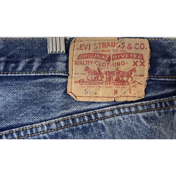 Vtg Levi's 501 Button Fly Blue Denim Jeans Rare Black And White Painted 34×34 - Picture 9 of 16